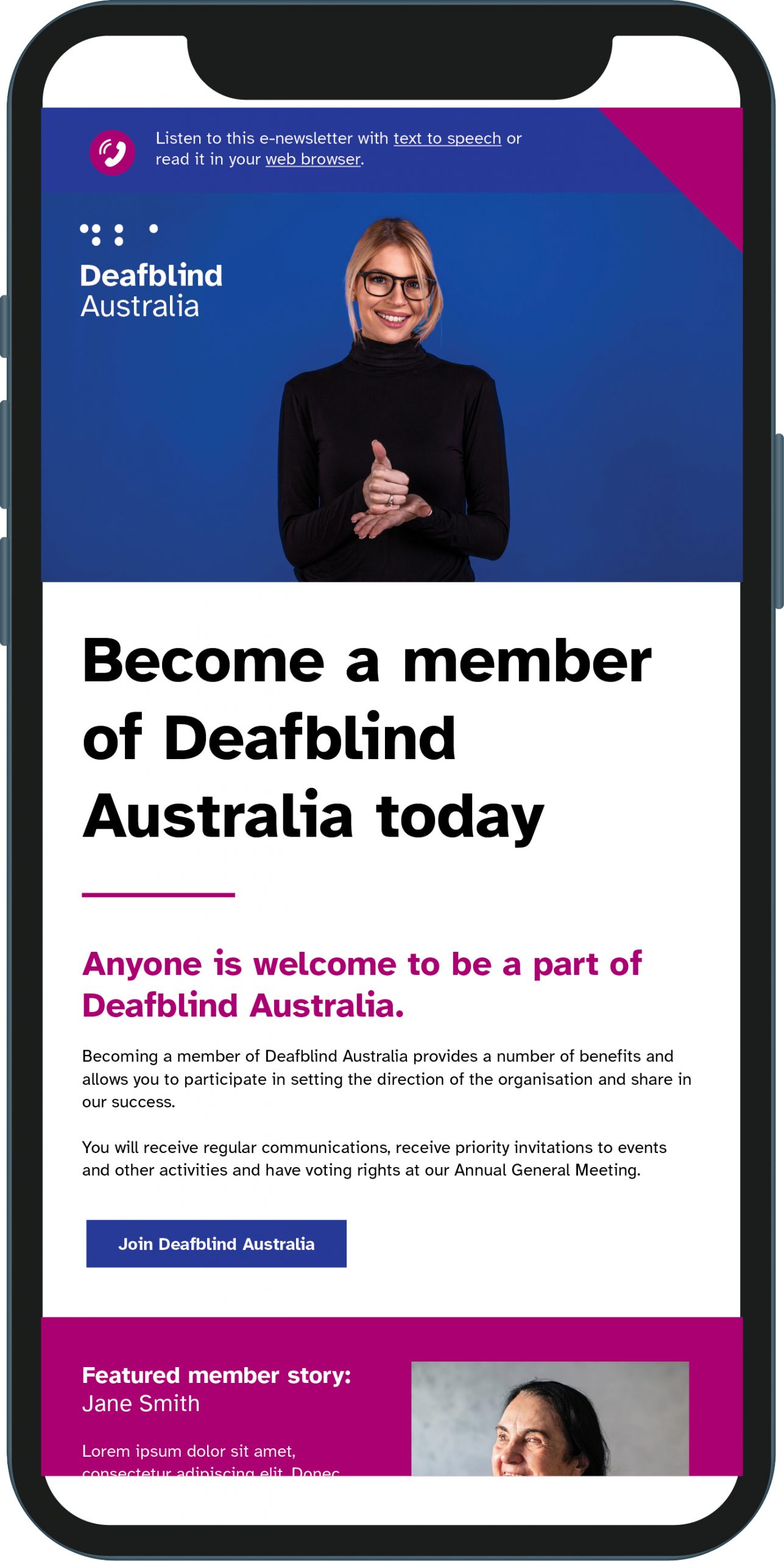 Deafblind Australia e-newsletter design